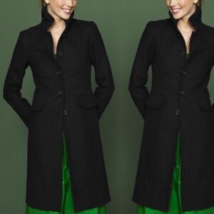 J. Crew black wool double cloth day pea coat Size 0